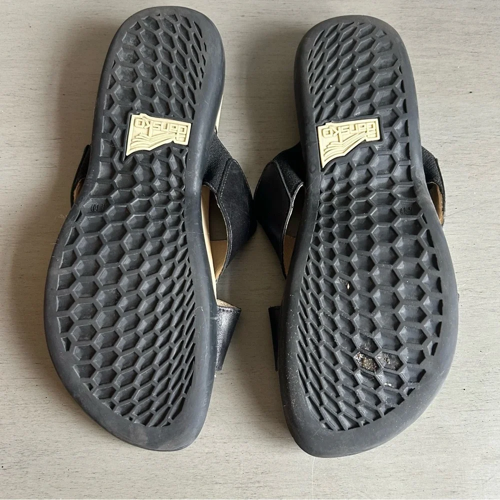 Dankso Women Leather Sandals Slide EU 38 US 7.5/8 Black Slip On Open Toe Strappy